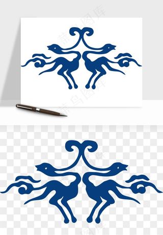 青花瓷花纹花卉图案png免抠