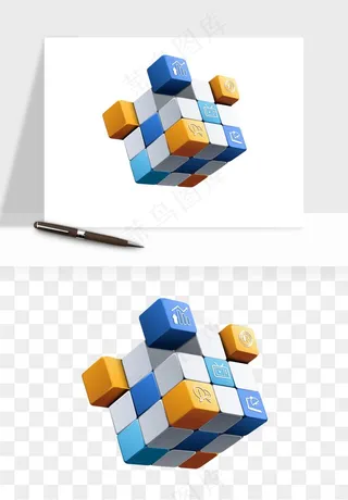 立体创意魔方png免抠