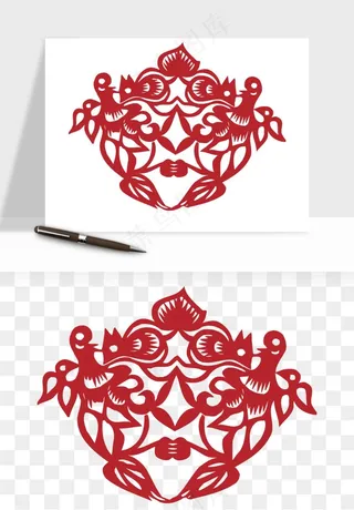 传统花鸟动物剪纸png免抠