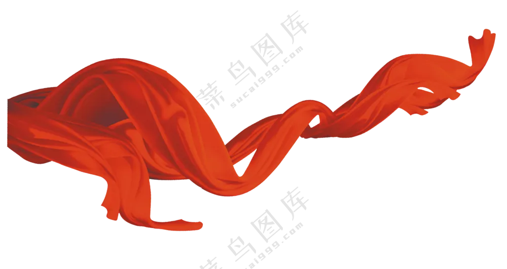 红绸子飘带装饰用免抠PNG图片素材