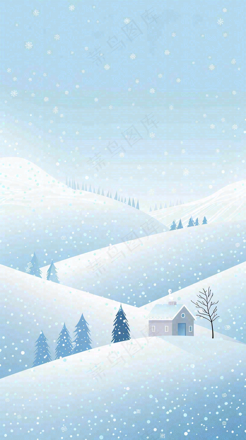冬天白雪覆盖寒冷唯美雪景大寒插画背景