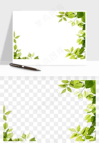 绿叶虚化前景树枝png免抠