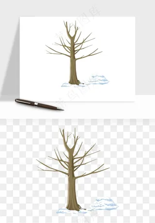 雪树枯树冬天树木png免抠