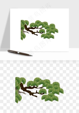 国潮松树松枝松叶png免抠