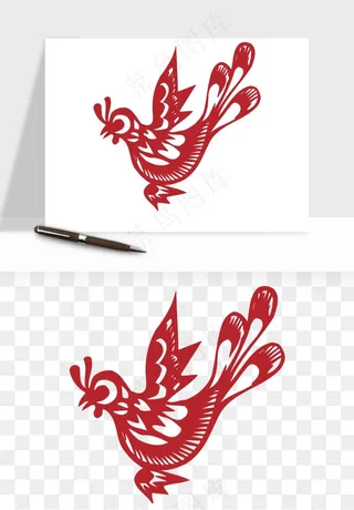 传统花鸟动物剪纸png免抠