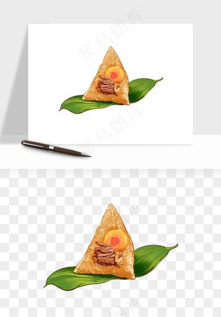 国潮粽子手绘肉粽png免抠