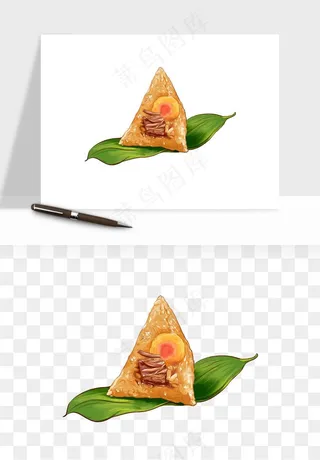 国潮粽子手绘肉粽png免抠