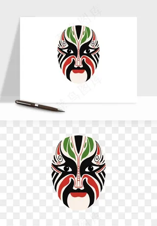 手绘戏剧脸谱卡通面具png免抠