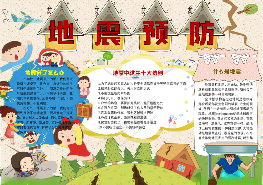 防震减灾手抄报防震小报
