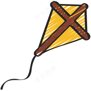 黄色风筝 铅笔手绘图标icon