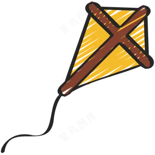 黄色风筝 铅笔手绘图标icon