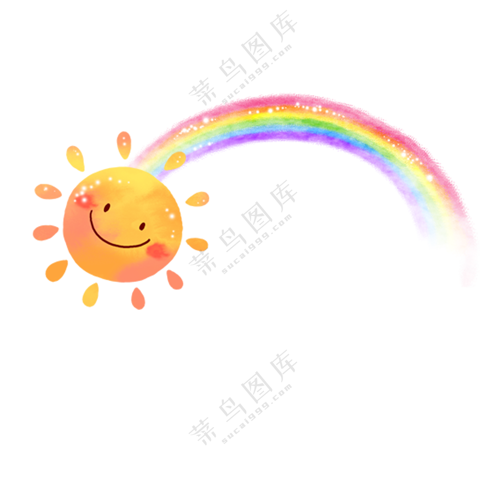 卡通手绘创意彩虹太阳免抠图片素材