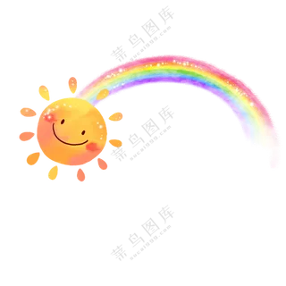 卡通手绘创意彩虹太阳免抠图片素材