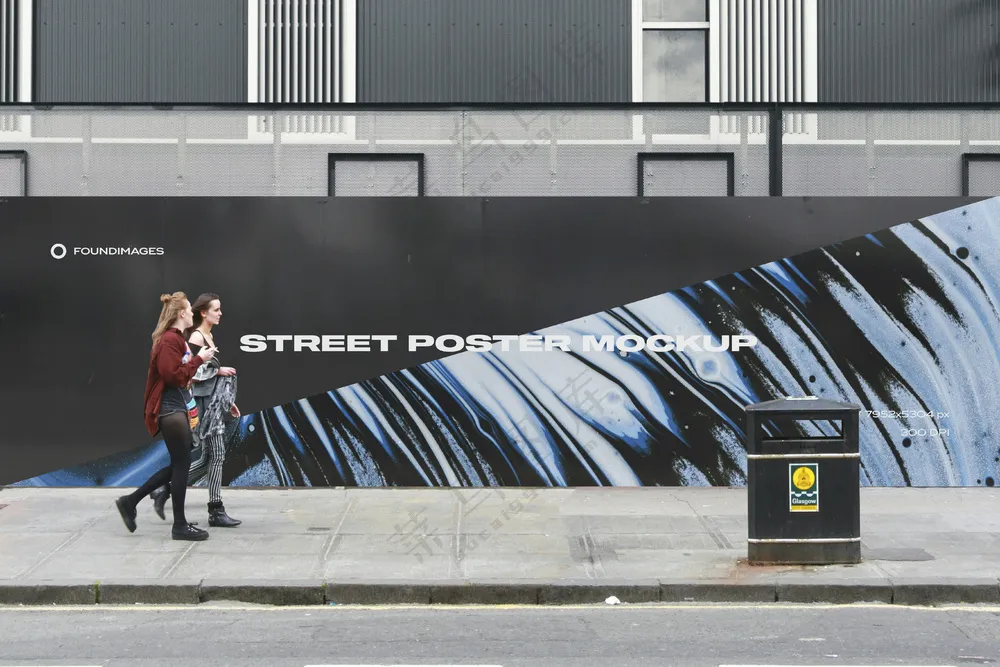 01户外巨幅海报样机广告墙绘PS模板