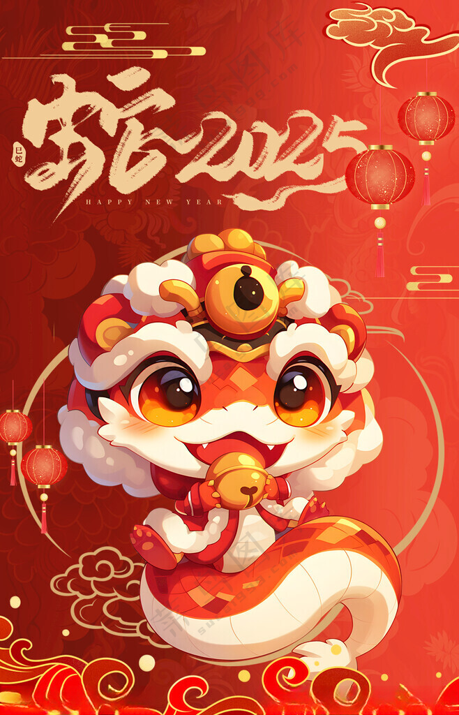 蛇年 2025年2025蛇年展板蛇年元旦海报