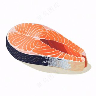 海洋三文鱼食物卡通插画免抠