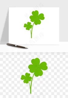 手绘四叶草幸运植物png免抠