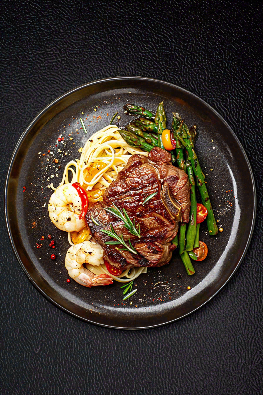 西餐牛排美食摄影图