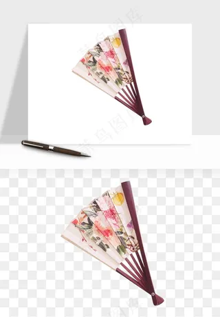 古风扇子元素png免抠