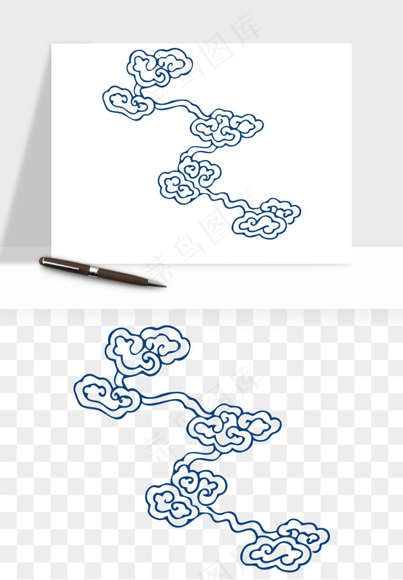 青花瓷花纹花卉图案png免抠