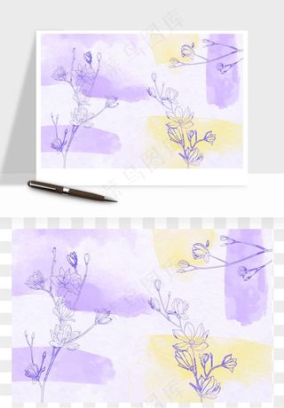 水彩花卉手绘矢量背景