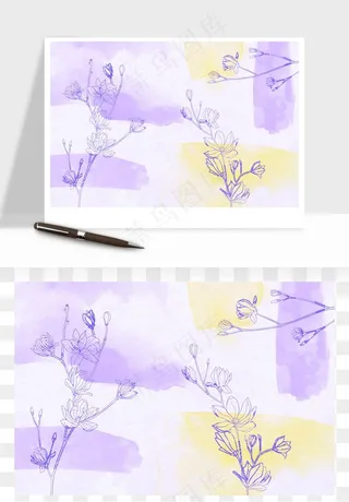 水彩花卉手绘矢量背景