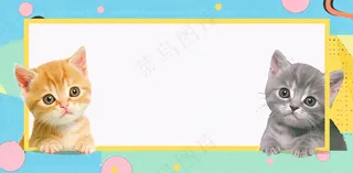 猫狗宠物店宣传卡通插画背景