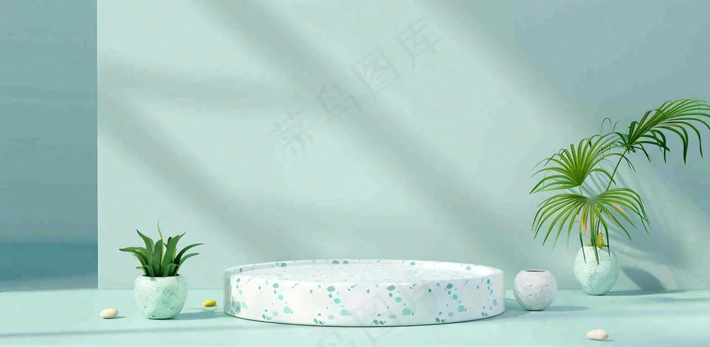 美妆护肤3d展台清新背景