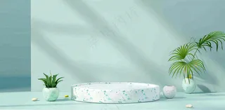 美妆护肤3d展台清新背景
