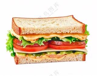 芝士培根三明治美食西餐摄影图免抠