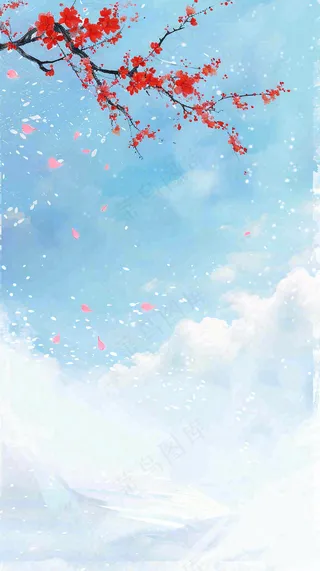 冬天白雪覆盖寒冷唯美雪景小寒插画背景