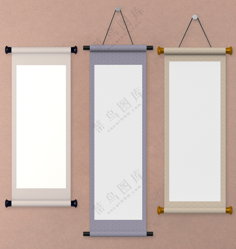 国潮雅致中国画卷轴空白模板