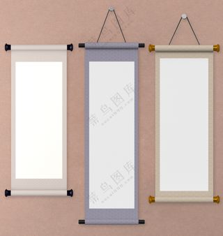 国潮雅致中国画卷轴空白模板