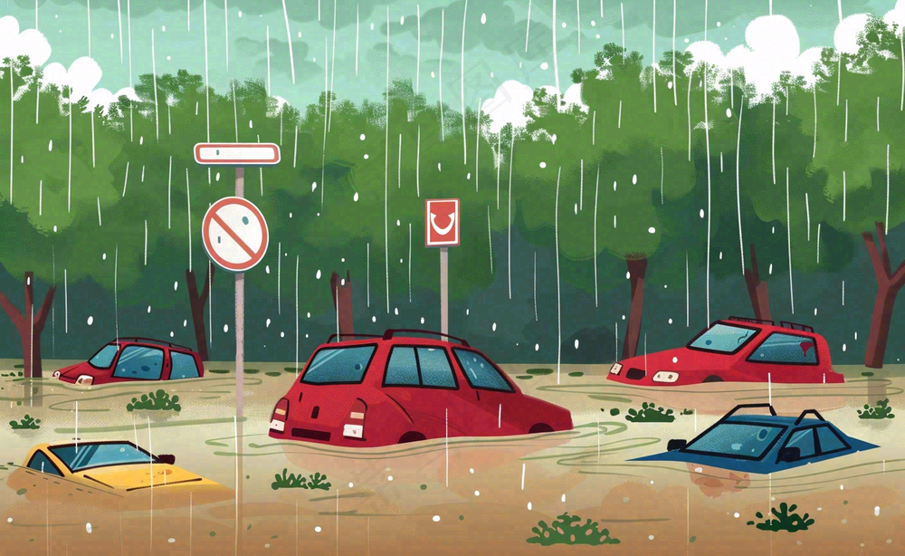 洪水自然灾害防洪预警摄影图