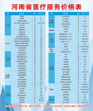 医疗服务价格表