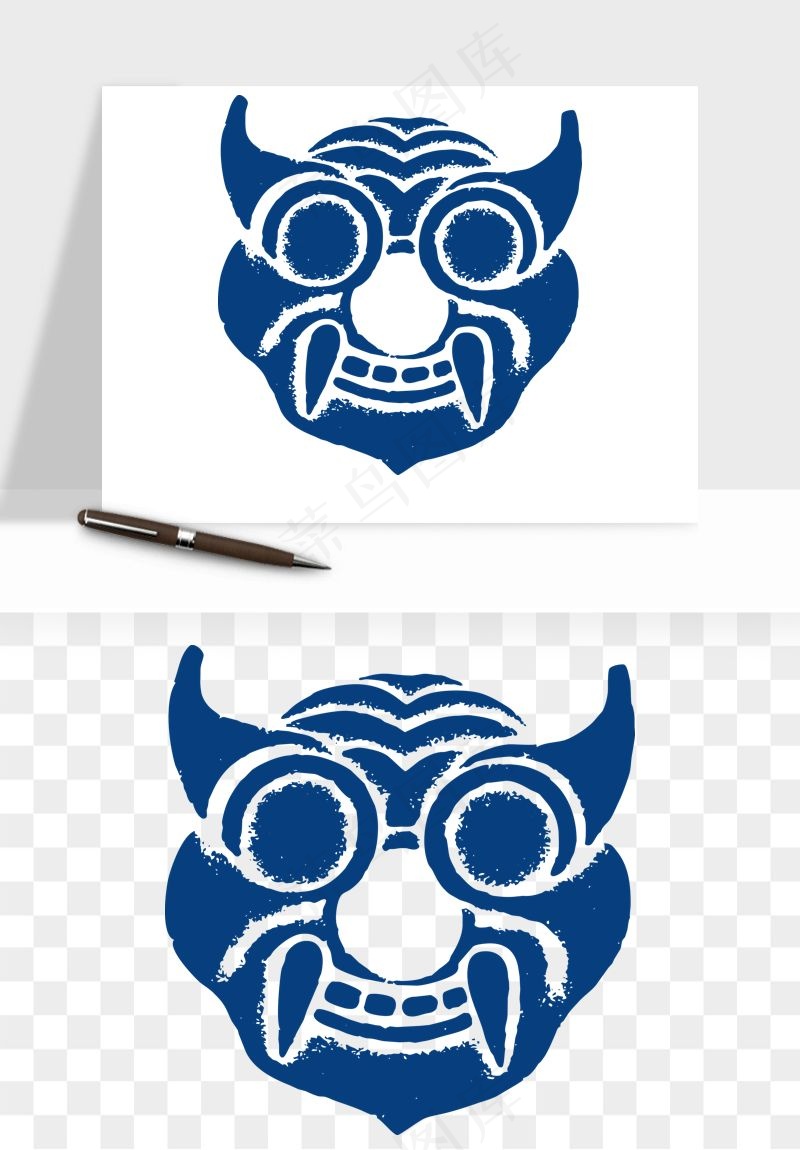 青花瓷花纹花卉图案png免抠