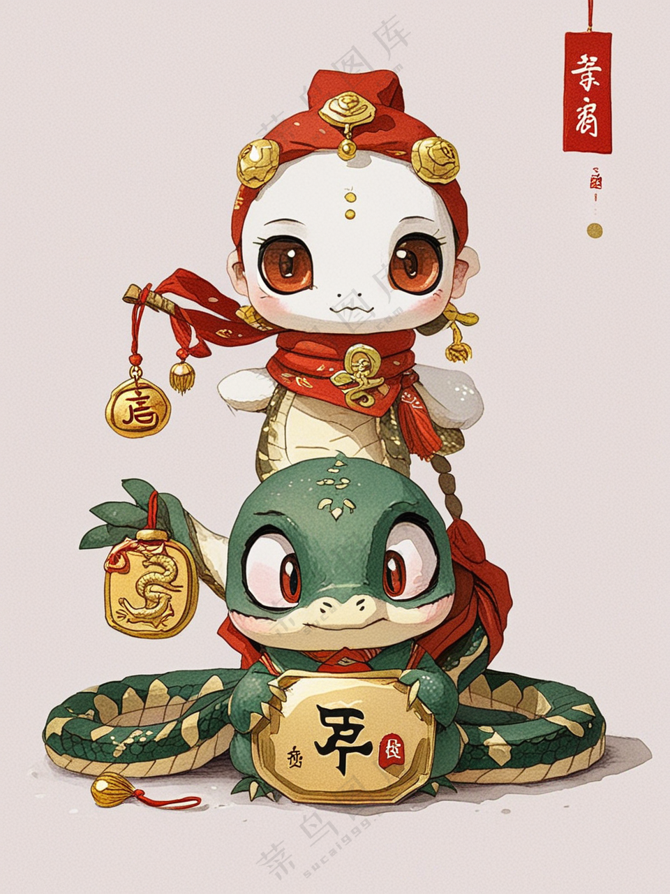 春节蛇插画元素