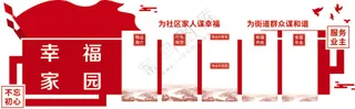 幸福家园 物业 造型墙 展板 社区 红色物业