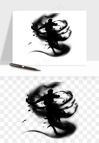 水墨江湖侠客武侠剪影png免抠