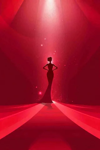 红色舞台灯光女王女生节女神妇女节插画背景