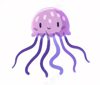 水母海洋动物卡通插画免抠