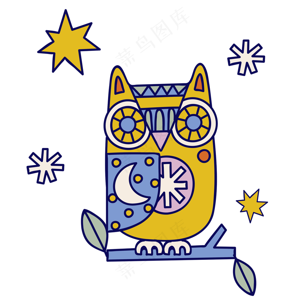 猫头鹰 民族风装饰小元素