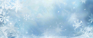 冬天雪花雪白蓝色寒冷小寒大寒摄影图