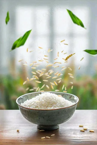 桌子上的米饭碗粮食珍惜粮食世界粮食日摄影图