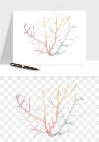 卡通珊瑚海底植物png免抠