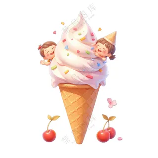 冰淇淋上的小精灵们
