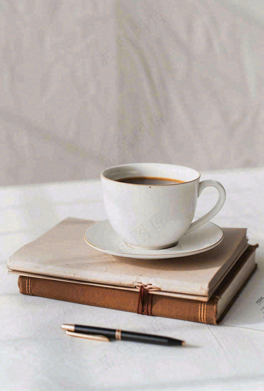书本课本上的咖啡饮料教师节唯美摄影图