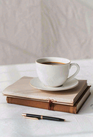 书本课本上的咖啡饮料教师节唯美摄影图