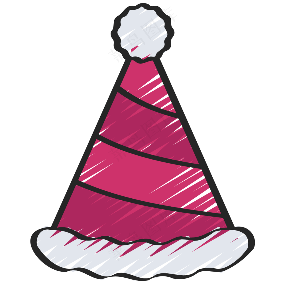 红色派对帽 铅笔手绘图标icon