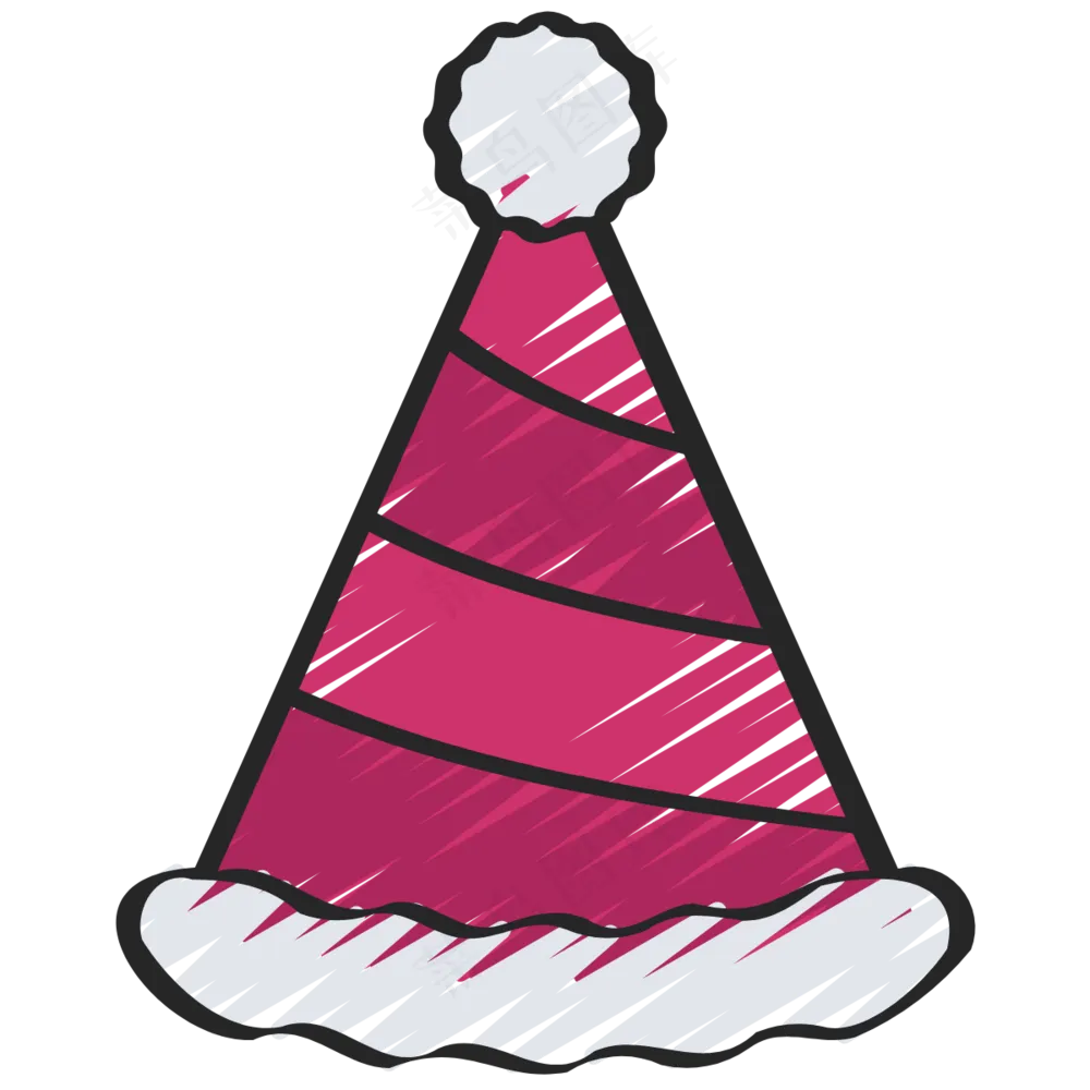 红色派对帽 铅笔手绘图标icon